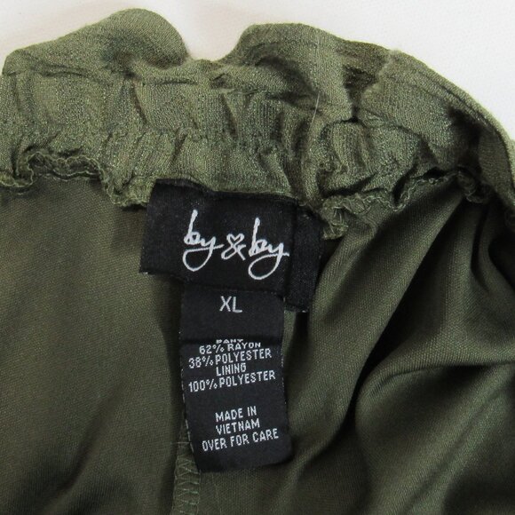 by & by Womens Linen Paperbag-Waist Pants w/ Built in Shorts Size XL Olive Green - Picture 4 of 8